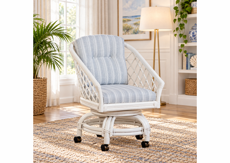 Braxton Culler Kent Rattan Swivel Rocker Dining Chair With Casters (Available in 30 Finishes)