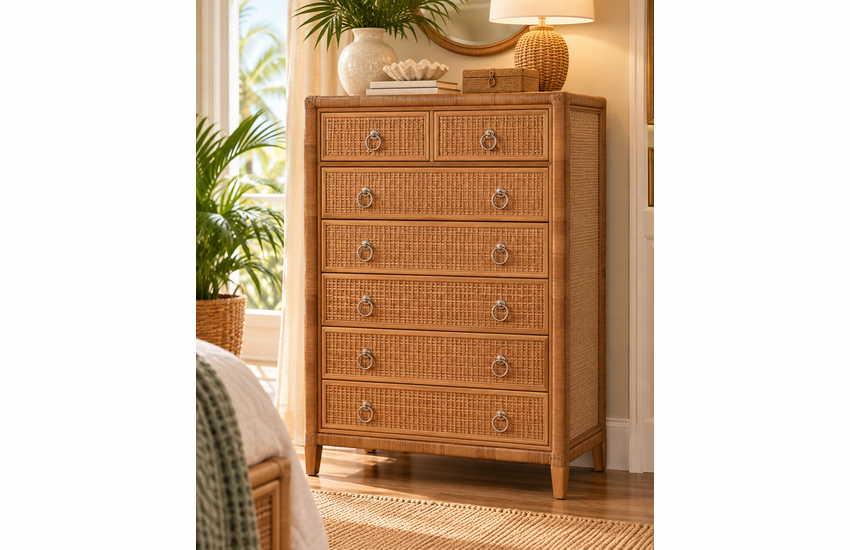 Braxton Culler Naples Wicker Seven Drawer Chest (Available in 30 Finish Choices)