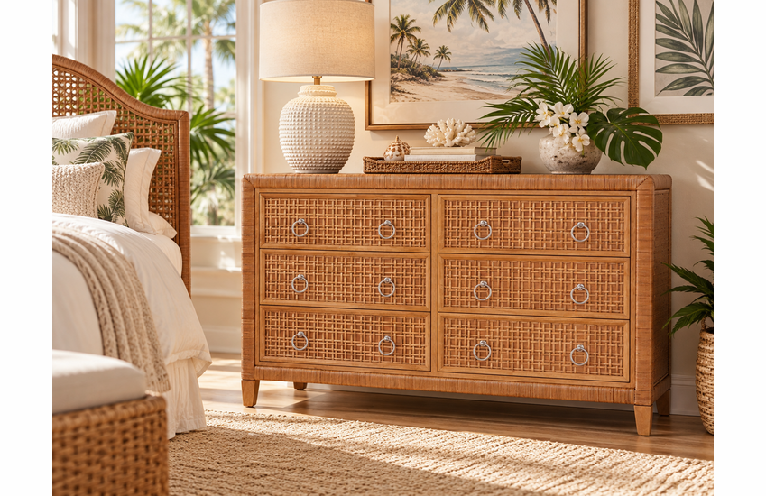Braxton Culler Naples Wicker Six Drawer Dresser (Available in 30 Finish Choices)