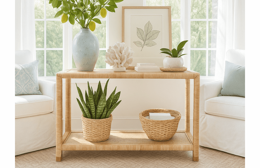Braxton Culler Pine Isle Rattan Console Table