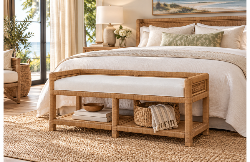 Braxton Culler Pine Isle Wicker Bed Bench (Available in 30 Finish Choices)