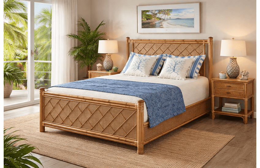Braxton Culler Rattan King Bed   Summer Retreat Collection