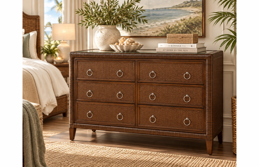 Braxton Culler Sabal Bay Wicker Six Drawer Dresser (Available in 30 Finish Choices)