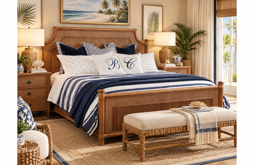 Braxton Culler Summer Retreat King Wicker Complete Bed (Available in 30 Finish Choices)
