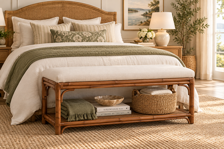 Braxton Culler Summer Retreat Rattan Bed Bench (Available in 30 Finish Choices)