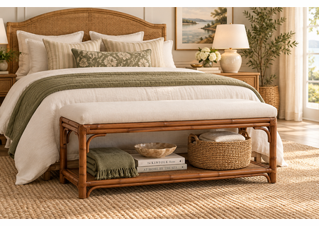 Braxton Culler Summer Retreat Rattan Bed Bench (Available in 30 Finish Choices)