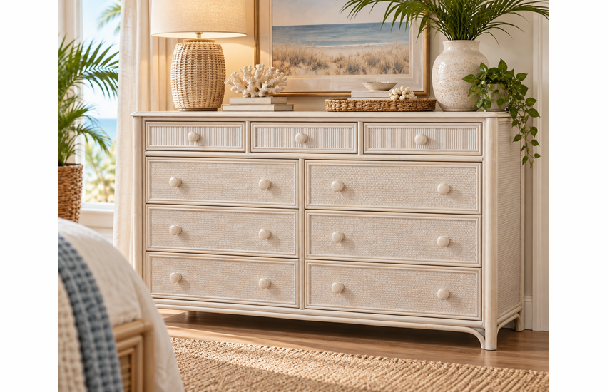 Braxton Culler Summer Retreat Wicker Nine Drawer Dresser (Available in 30 Finish Choices)