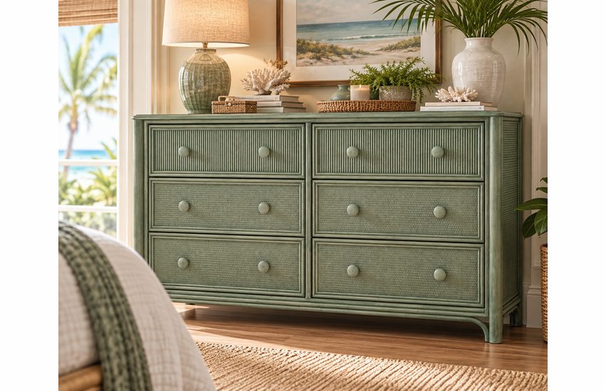 Braxton Culler Summer Retreat Wicker Six Drawer Dresser (Available in 30 Finish Choices)