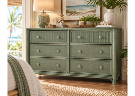 Braxton Culler Summer Retreat Wicker Six Drawer Dresser (Available in 30 Finish Choices)