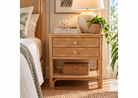 Braxton Culler Summer Retreat Wicker Two Drawer Nightstand (Available in 30 Finish Choices)