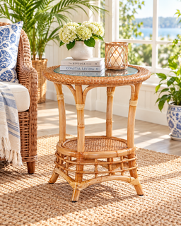 Braxton Culler Bridgehampton Rattan Chairside Round Table (Available in 30 Finish Choices)