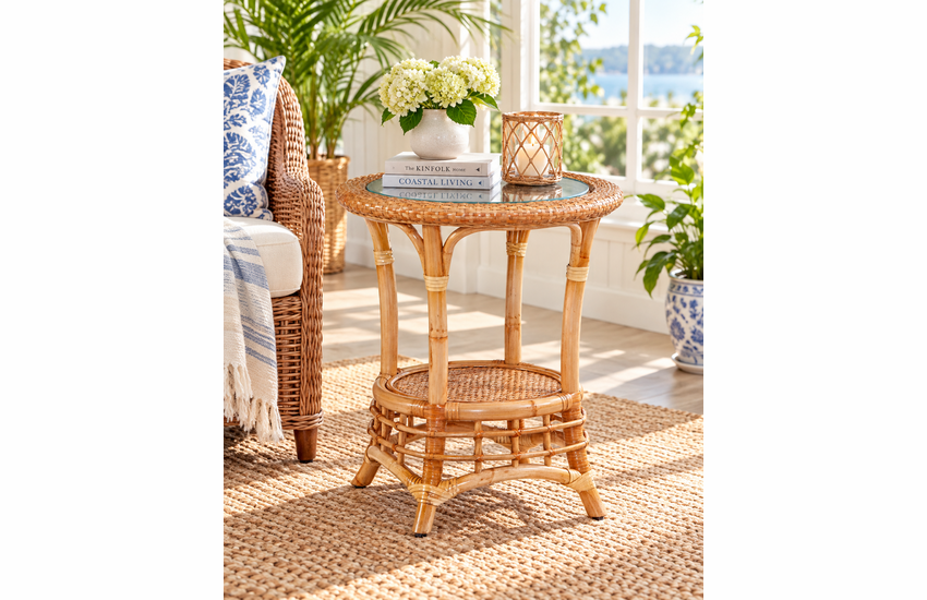 Braxton Culler Bridgehampton Rattan Chairside Round Table (Available in 30 Finish Choices)
