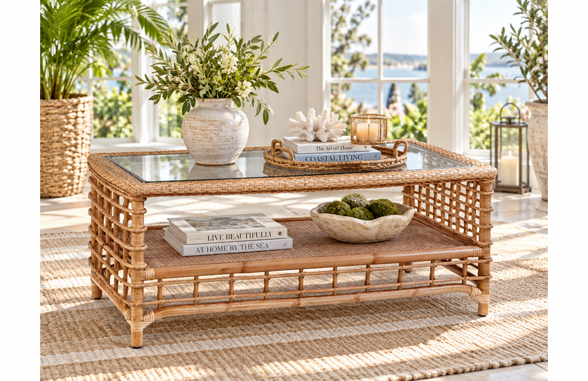 Braxton Culler Bridgehampton Rattan Coffee Table (Available in 30 Finish Choices)