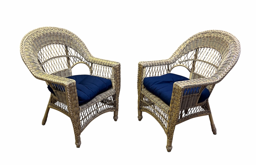Cape Cod Outdoor Wicker Chairs Set of 2 In Natural Finish