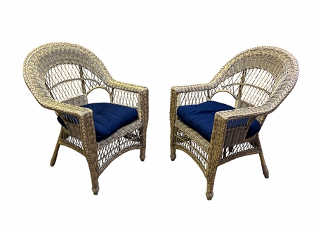 Cape Cod Outdoor Wicker Chairs Set of 2 In Natural Finish