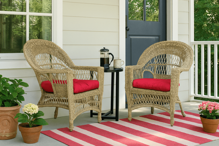Cape Cod Outdoor Wicker Chairs Set of 2 In Natural Finish