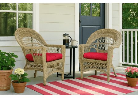 Cape Cod Outdoor Wicker Chairs Set of 2 In Natural Finish