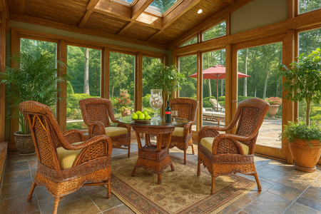 Casablanca Wicker Dining Set of 5 with 45" Square Glass Top