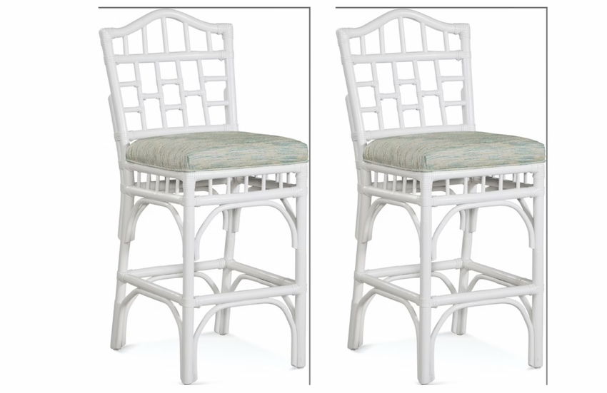 Chippendale Rattan Set of 2 Barstools
