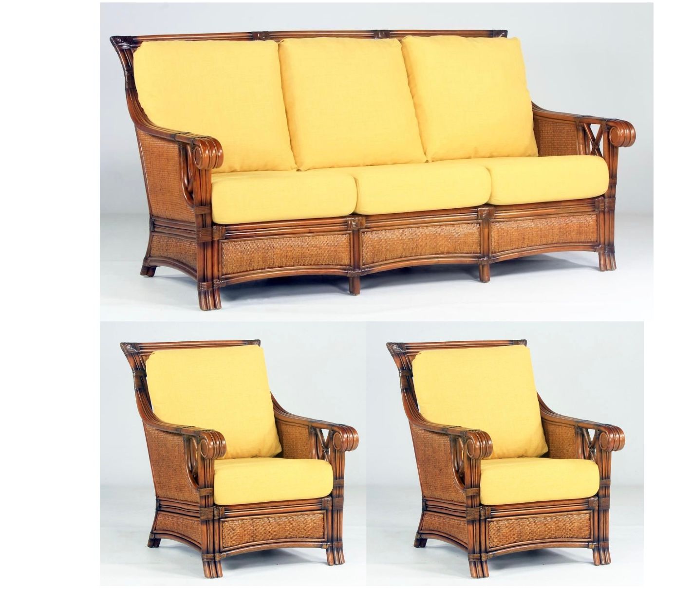 Clearwater Rattan Set of 3 Sofa and 2 Chairs