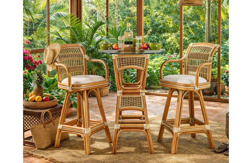 Crestwood Bay Rattan Bar Set of 3