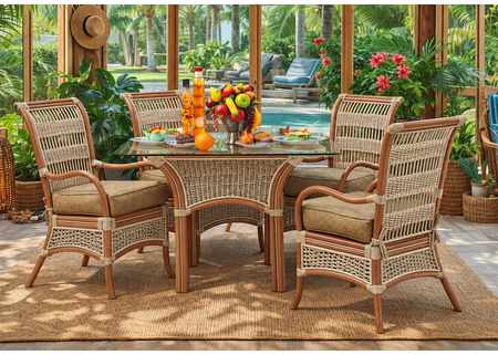Crestwood Bay Rattan Dining Set of 5- Natural