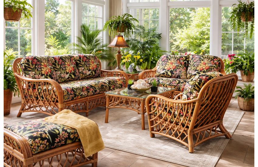 Crystal Lake Rattan Furniture Set of 5(loveseat not included)