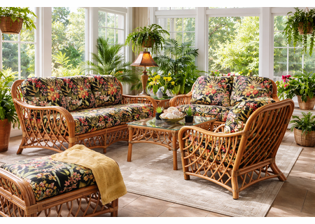 Crystal Lake Rattan Furniture Set of 5(loveseat not included)