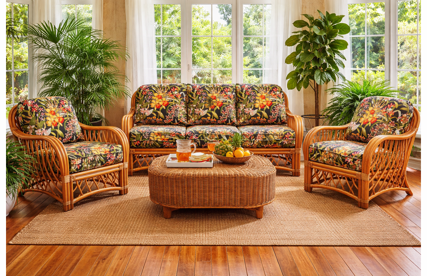 Crystal Lake Rattan Set of 3: 2 Chairs and Sofa