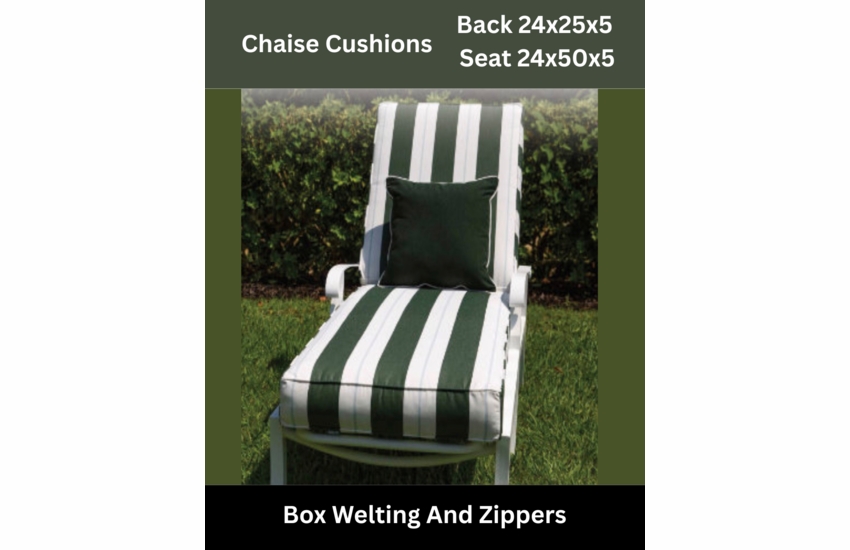 Deep Seating Chaise Lounge Replacement Cushions: Back 24x25x5 Seat 24x50x5