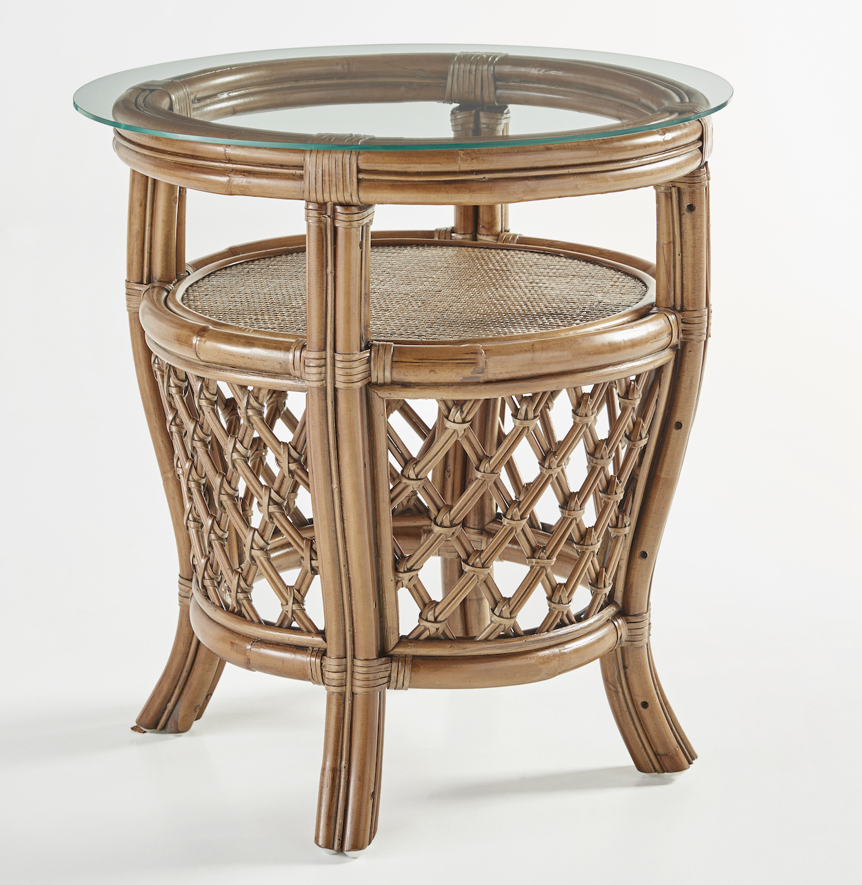 Destin Rattan End Table with Glass Top