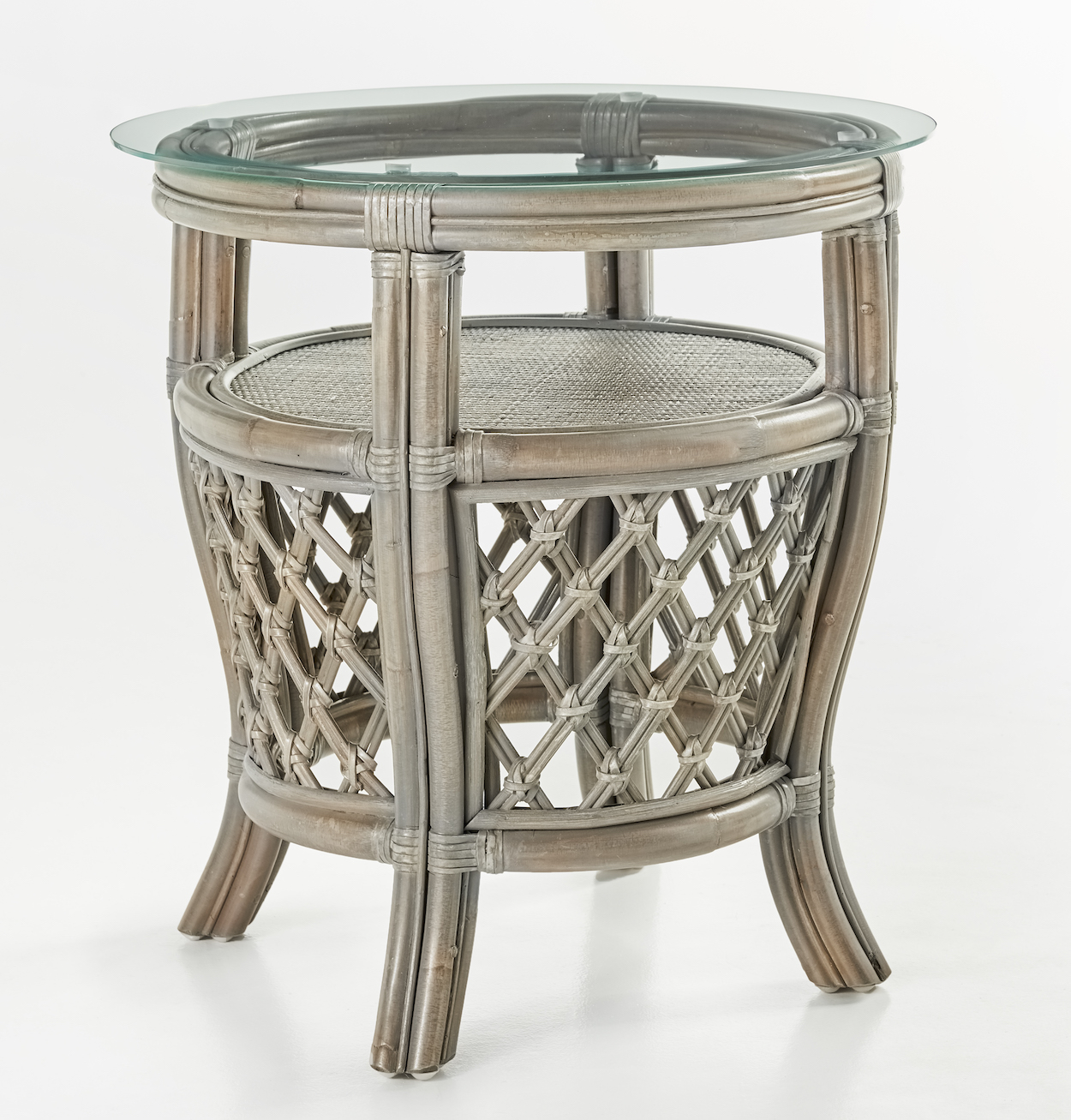Destin Rattan End Table with Glass Top