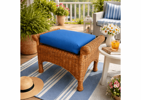 Diamond Wicker Ottoman-Natural Wicker 