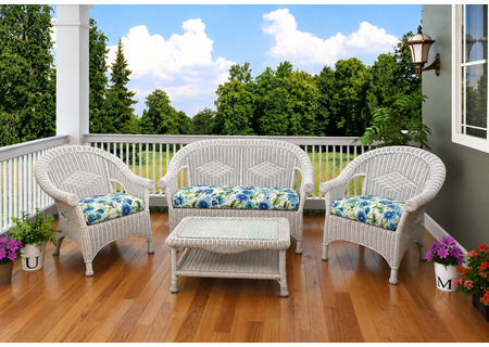 Diamond Wicker Set of 4  2   Chair, Loveseat, Coffee Table 