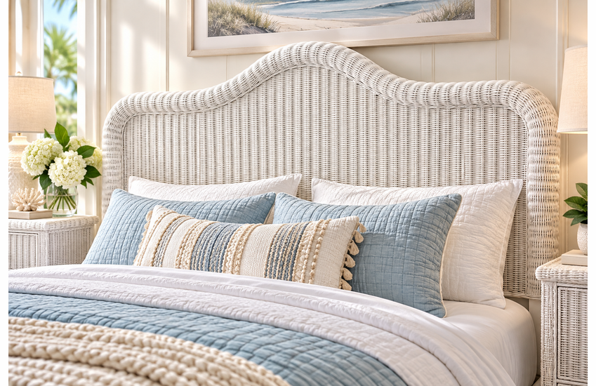 Elana King Size Wicker Headboard