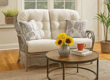 Braxton Culler Everglades Rattan Loveseat Shown in Driftwood Finish