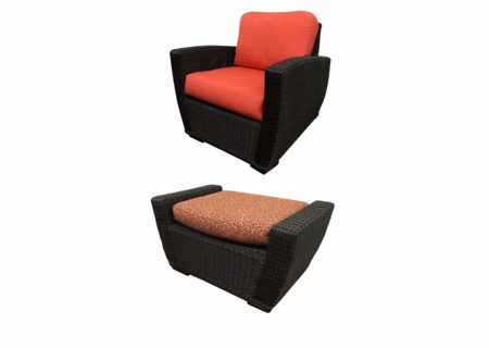 Galveston Outdoor Wicker Chair and Ottoman Set