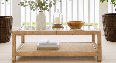 Braxton Culler Gibraltar Wicker Coffee Table with Glass Top