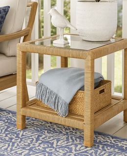 Braxton Culler Gibraltar Wicker End Table with Glass Top