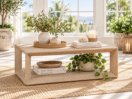 Braxton Culler Gorden Wicker Coffee Table With Casters (Available in 30 Finish Choices)