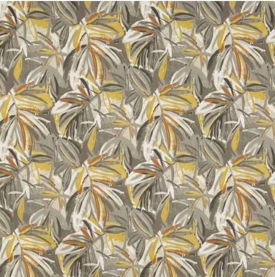 Grey Leaves Tropics Indoor/Outdoor Fabric