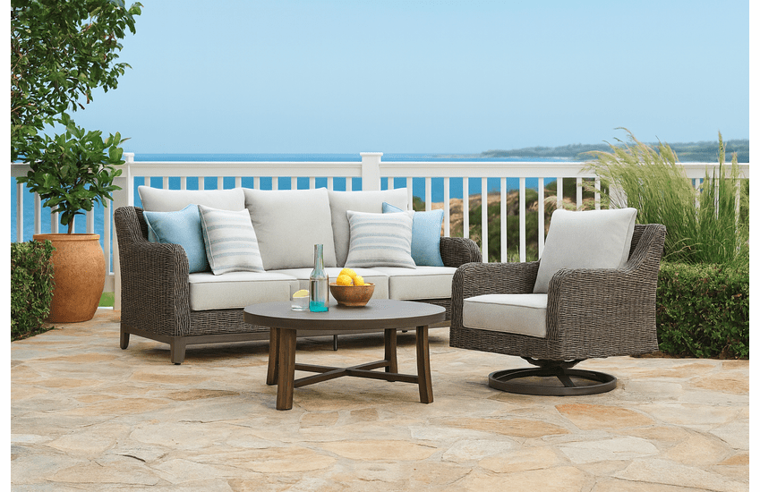 Highland Park Outdoor Wicker  Sofa and Swivel Chair Only 1 set left 