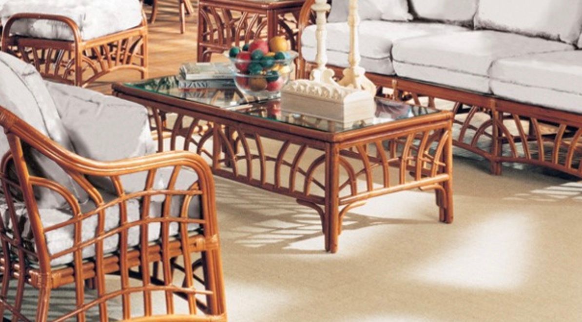 Kalusa Beach Rattan Coffee Table with Glass Top