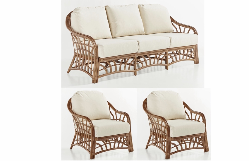Kalusa Beach Rattan Set of 3 Sofa and 2 Chairs