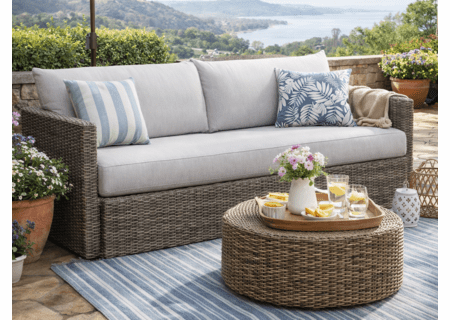 Lane Venture Ashford Wicker Sofa (Bench Cushion Bottom)