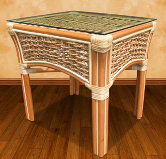 Spice Islands Islander Rattan End Table With Glass Top (Perfect For Smaller Areas)