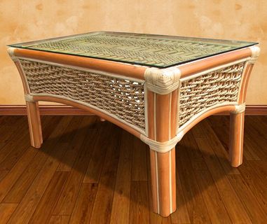 Spice Islands Islander Rattan Coffee Table With Glass Top (Perfect For Smaller Areas)