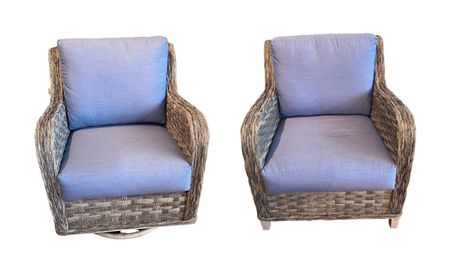 Marco Island Outdoor Wicker Swivel Chair and Lounge Chair Set of 2 With Sunbrella Fabric