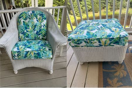 Lloyd Flanders Front Porch Replacement Cushions Set: 1 Chair and 1 Ottoman (Vida Opal Fabric)