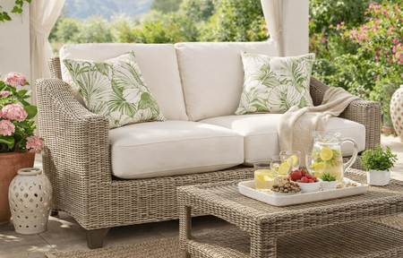 Lane Venture Requisite Wicker Loveseat-Shown in Bone
